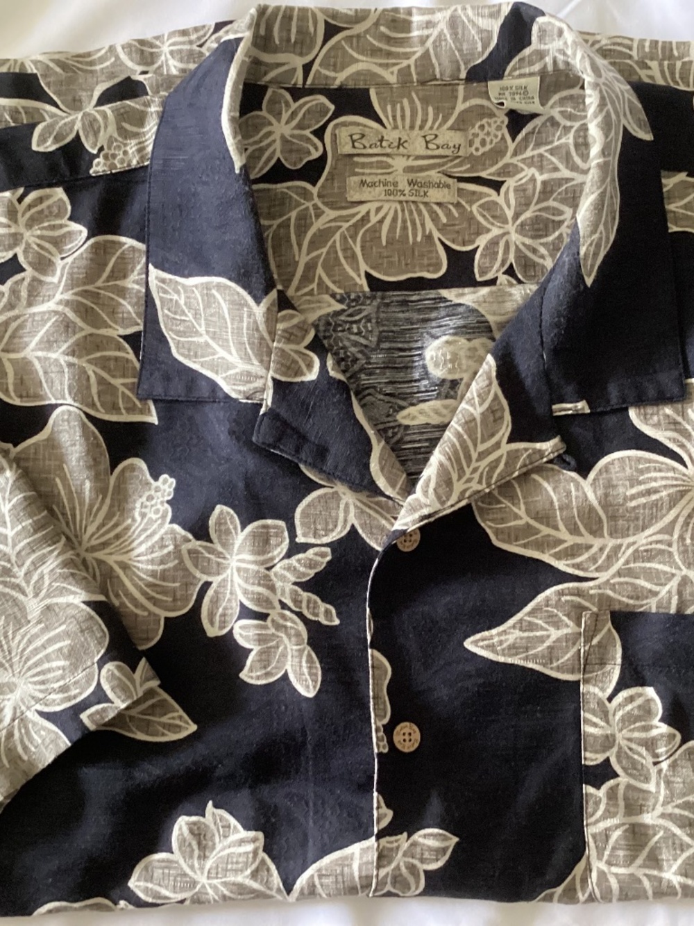 Men’s BATCK BAY HAWAIIAN BLACK n BEIGE 100% Machine Washable S/S XXL